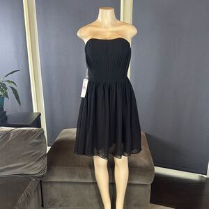 Women’s Black Strapless Short Chiffon Homecoming Party Dress Size S (4) NWT